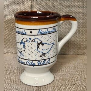 Vintage Nashville Music City USA Duck Pedestal Mug Cup Country Cottage Farm Core